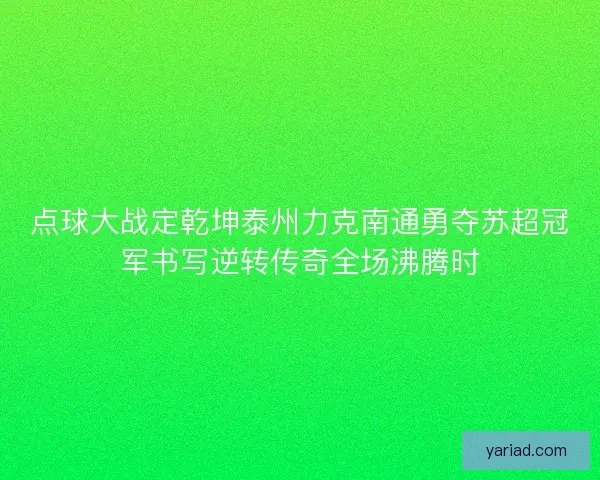 点球大战定乾坤泰州力克南通勇夺苏超冠军书写逆转传奇全场沸腾时